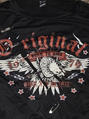 Windsor Black Graphic Eagle T‑Shirt with Red Accents